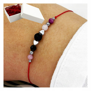 Ručne vyrobený darček náramok šťastia LOVE Turmalín Rose Quartz Ruby